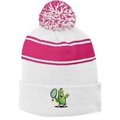 Funny Pickleball Player Paddleball Lover Stripe Pom Pom Beanie