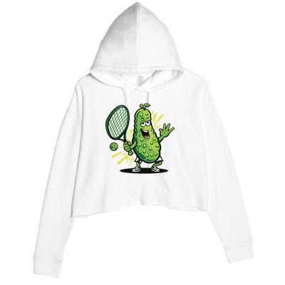 Funny Pickleball Player Paddleball Lover Crop Fleece Hoodie