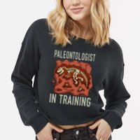 Future Paleontologist Paleontology Student Fossil Hunting Cropped Pullover Crew