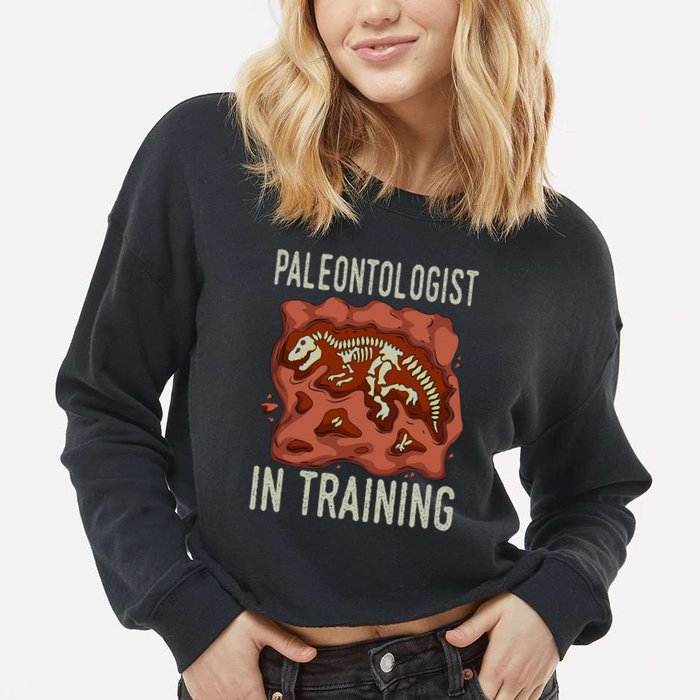 Future Paleontologist Paleontology Student Fossil Hunting Cropped Pullover Crew