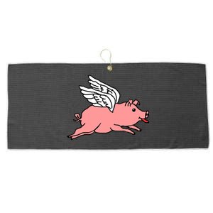 Flying Pig Poking Tongue Out Funny Gift Large Microfiber Waffle Golf Towel