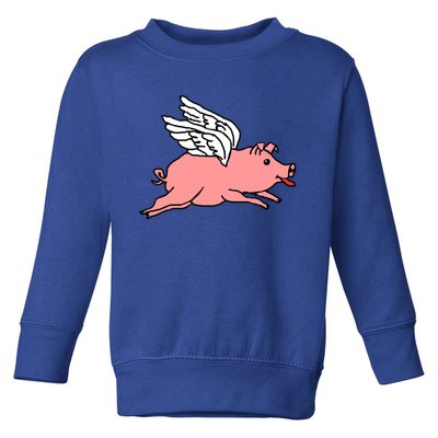 Flying Pig Poking Tongue Out Funny Gift Toddler Sweatshirt