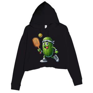 Funny Pickleball Player Paddleball Lover Crop Fleece Hoodie