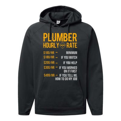 Funny Plumber Plumber Hourly Rate Plumber Performance Fleece Hoodie