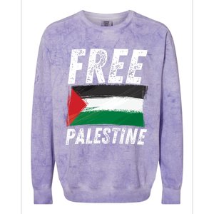 Free Palestine Palestine Flag Free Gaza Arabic Liberators Colorblast Crewneck Sweatshirt