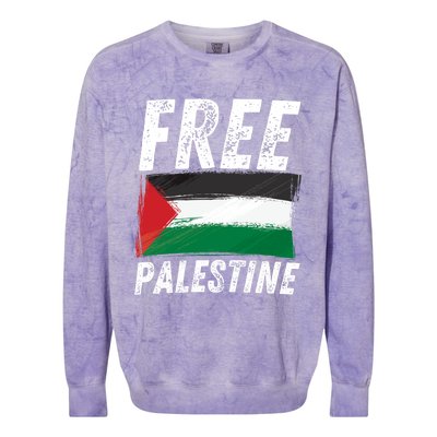 Free Palestine Palestine Flag Free Gaza Arabic Liberators Colorblast Crewneck Sweatshirt