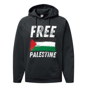 Free Palestine Palestine Flag Free Gaza Arabic Liberators Performance Fleece Hoodie