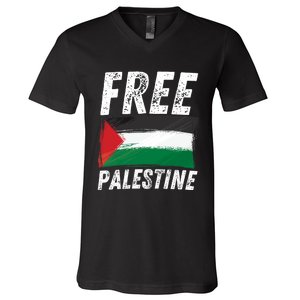 Free Palestine Palestine Flag Free Gaza Arabic Liberators V-Neck T-Shirt