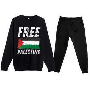 Free Palestine Palestine Flag Free Gaza Arabic Liberators Premium Crewneck Sweatsuit Set