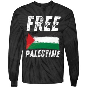 Free Palestine Palestine Flag Free Gaza Arabic Liberators Tie-Dye Long Sleeve Shirt