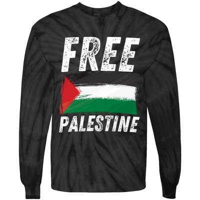 Free Palestine Palestine Flag Free Gaza Arabic Liberators Tie-Dye Long Sleeve Shirt