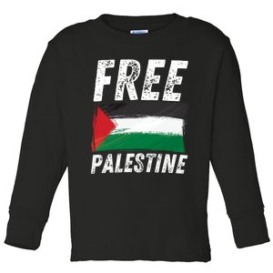 Free Palestine Palestine Flag Free Gaza Arabic Liberators Toddler Long Sleeve Shirt