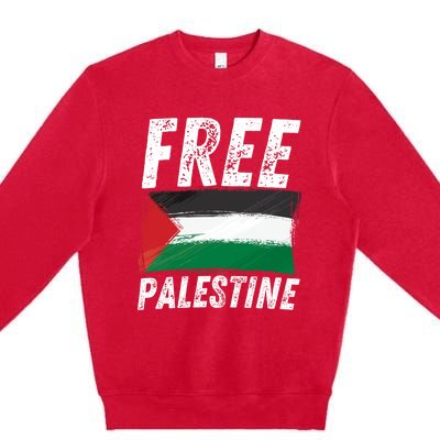 Free Palestine Palestine Flag Free Gaza Arabic Liberators Premium Crewneck Sweatshirt