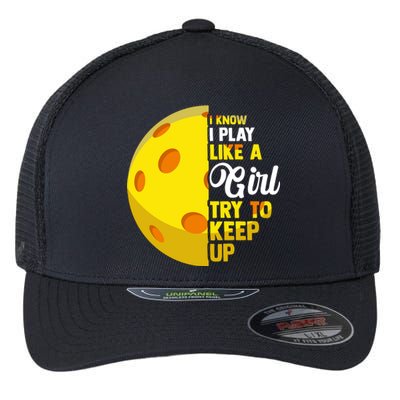 Funny Pickleball Player Girl Pickleball Gift Flexfit Unipanel Trucker Cap