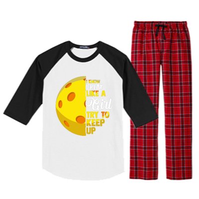 Funny Pickleball Player Girl Pickleball Gift Raglan Sleeve Pajama Set