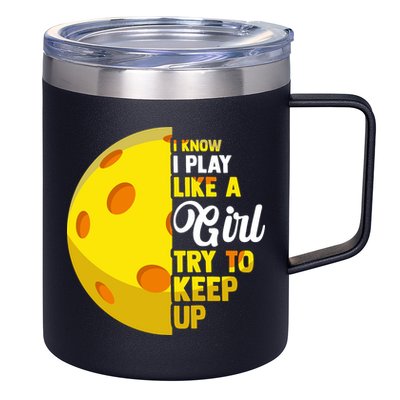 Funny Pickleball Player Girl Pickleball Gift 12oz Stainless Steel Coffee Mug