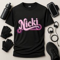 Funny Pink Personalized Name Nicki I Love Nicki Cooling Performance Crew T-Shirt