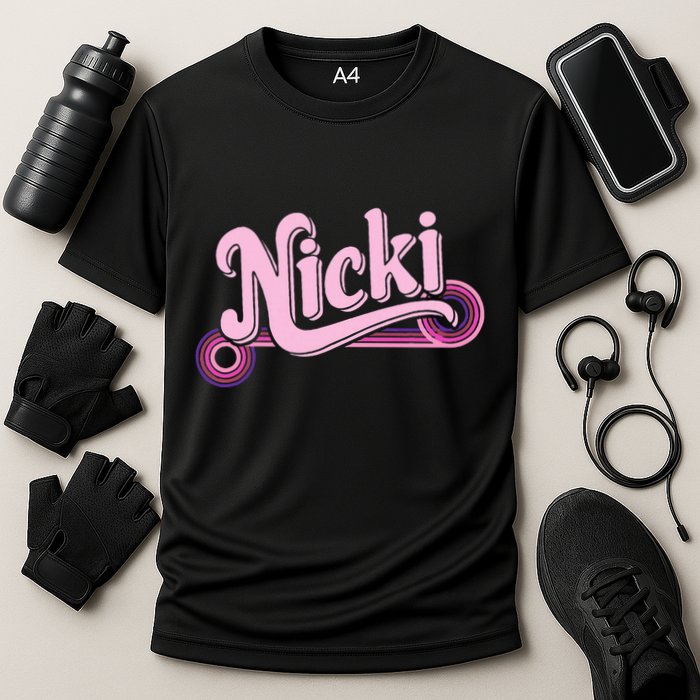 Funny Pink Personalized Name Nicki I Love Nicki Cooling Performance Crew T-Shirt