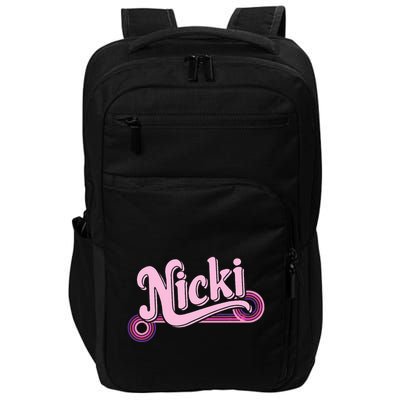Funny Pink Personalized Name Nicki I Love Nicki Impact Tech Backpack