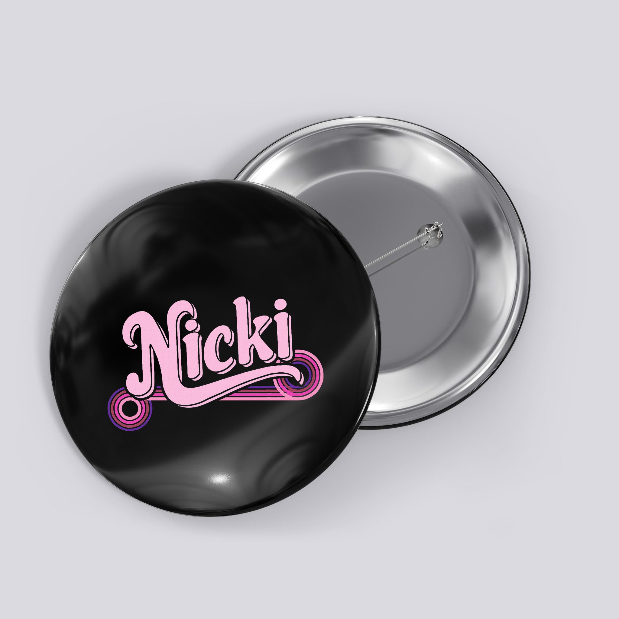 Funny Pink Personalized Name Nicki I Love Nicki Button