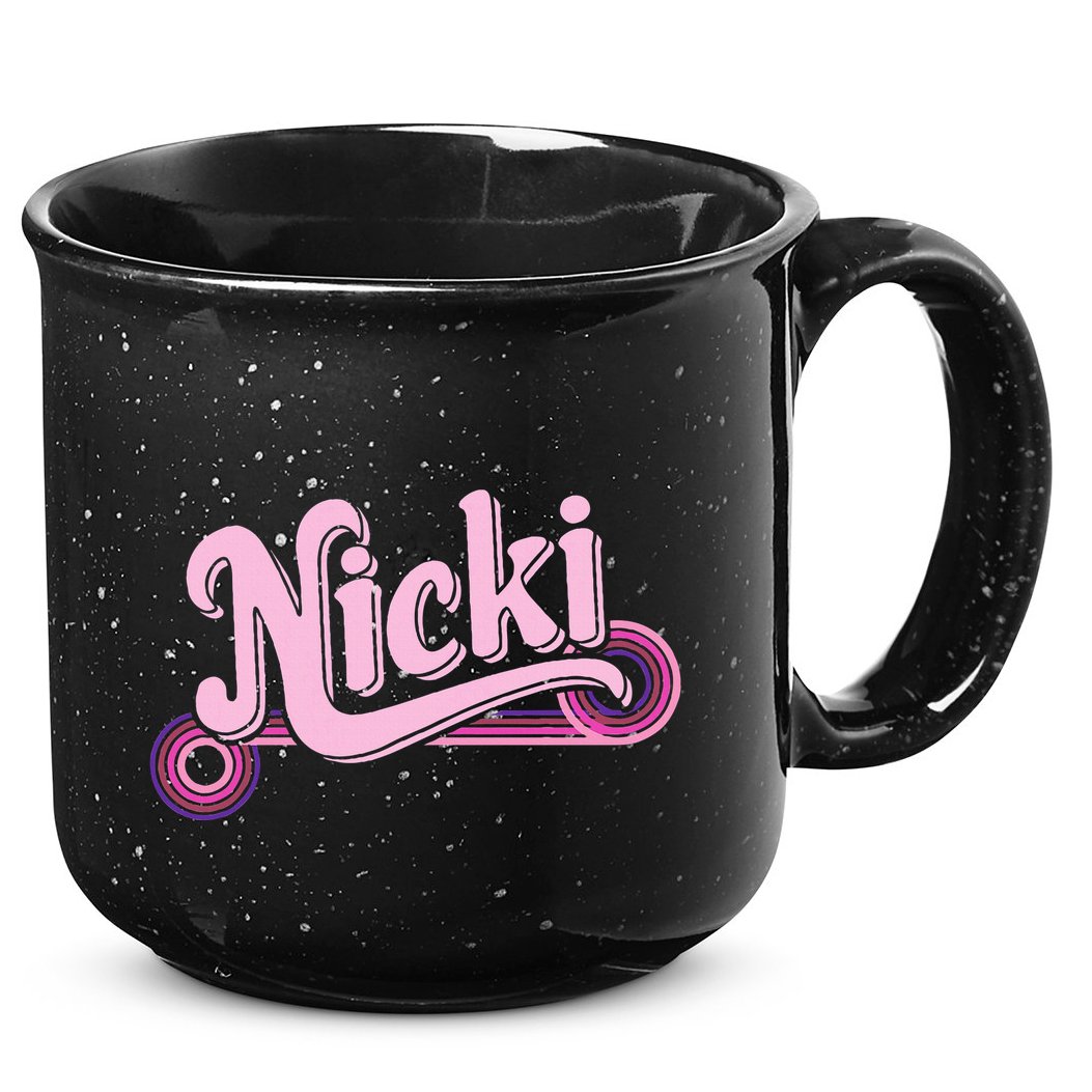 Funny Pink Personalized Name Nicki I Love Nicki 15oz Campfire Ceramic Mug