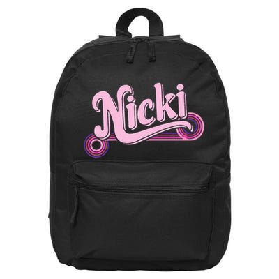 Funny Pink Personalized Name Nicki I Love Nicki 16 in Basic Backpack