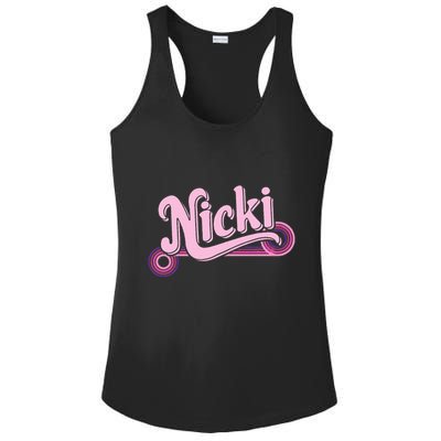 Funny Pink Personalized Name Nicki I Love Nicki Ladies PosiCharge Competitor Racerback Tank