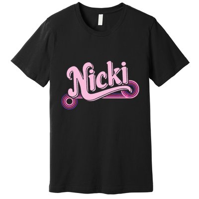 Funny Pink Personalized Name Nicki I Love Nicki Premium T-Shirt