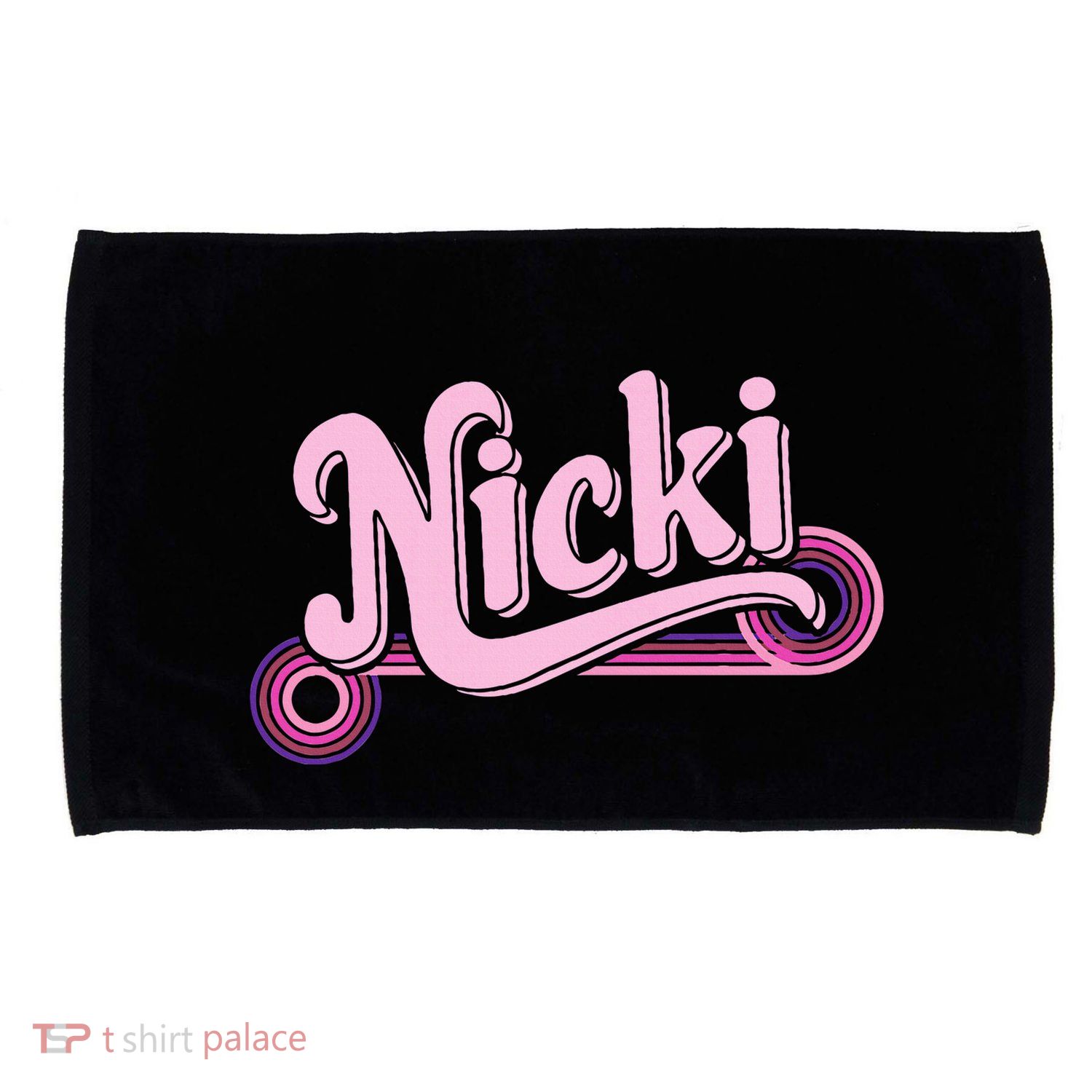 Funny Pink Personalized Name Nicki I Love Nicki Microfiber Hand Towel