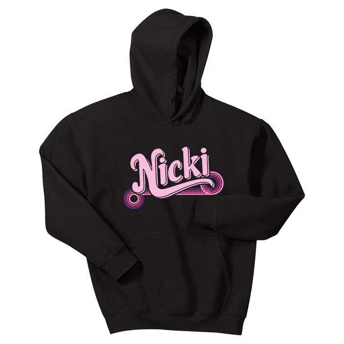 Funny Pink Personalized Name Nicki I Love Nicki Kids Hoodie