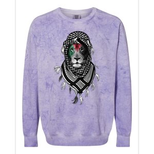 Free Palestine Palestinian Lion Colorblast Crewneck Sweatshirt