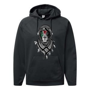 Free Palestine Palestinian Lion Performance Fleece Hoodie