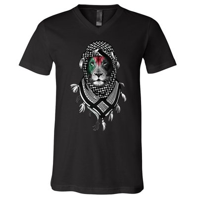 Free Palestine Palestinian Lion V-Neck T-Shirt