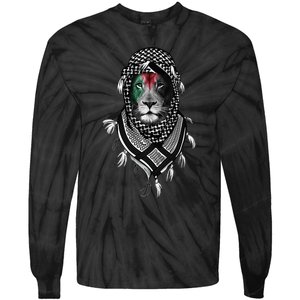 Free Palestine Palestinian Lion Tie-Dye Long Sleeve Shirt