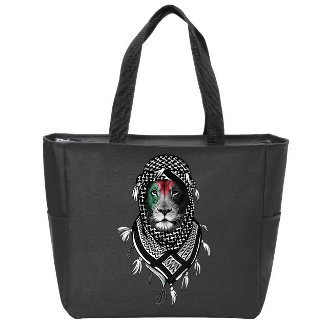 Free Palestine Palestinian Lion Zip Tote Bag