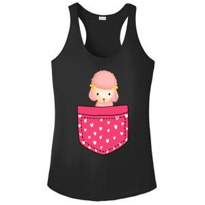 Funny Poodle Pocket Gift Heart Valentines Day Love Gift Ladies PosiCharge Competitor Racerback Tank