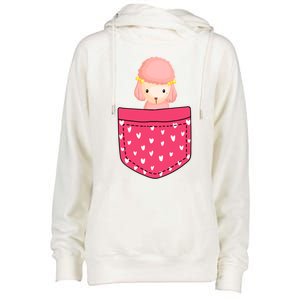 Funny Poodle Pocket Gift Heart Valentines Day Love Gift Womens Funnel Neck Pullover Hood