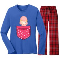 Funny Poodle Pocket Gift Heart Valentines Day Love Gift Women's Long Sleeve Flannel Pajama Set 