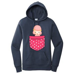 Funny Poodle Pocket Gift Heart Valentines Day Love Gift Women's Pullover Hoodie