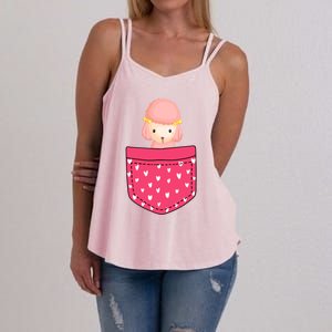 Funny Poodle Pocket Gift Heart Valentines Day Love Gift Women's Strappy Tank