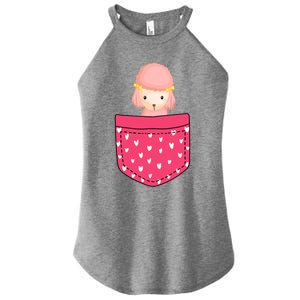 Funny Poodle Pocket Gift Heart Valentines Day Love Gift Women's Perfect Tri Rocker Tank