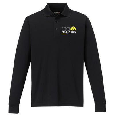 Funny Pickleball Player Dink Responsibly Don't Get Smashed Performance Long Sleeve Polo