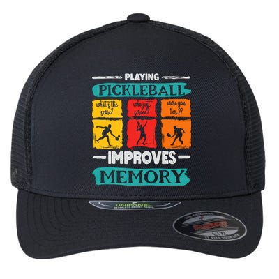 Funny Playing Pickleball Improves Memory Dink Player Cool Flexfit Unipanel Trucker Cap