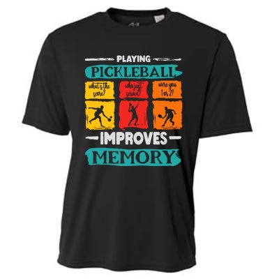 Funny Playing Pickleball Improves Memory Dink Player Cool Cooling Performance Crew T-Shirt