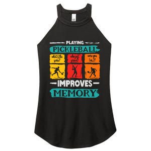 Funny Playing Pickleball Improves Memory Dink Player Cool Women's Perfect Tri Rocker Tank