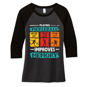 Funny Playing Pickleball Improves Memory Dink Player Cool Women's Tri-Blend 3/4-Sleeve Raglan Shirt