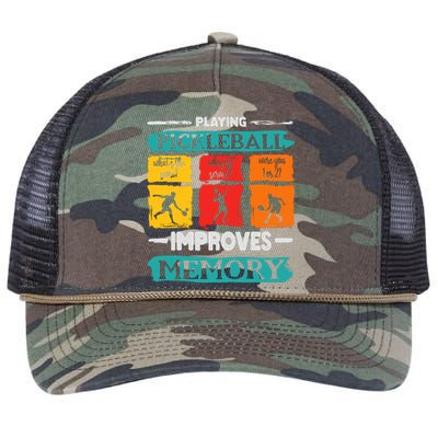 Funny Playing Pickleball Improves Memory Dink Player Cool Retro Rope Trucker Hat Cap