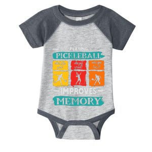 Funny Playing Pickleball Improves Memory Dink Player Cool Infant Baby Jersey Bodysuit