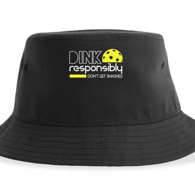 Funny Pickleball Player Dink Responsibly Don't Get Smashed Sustainable Bucket Hat