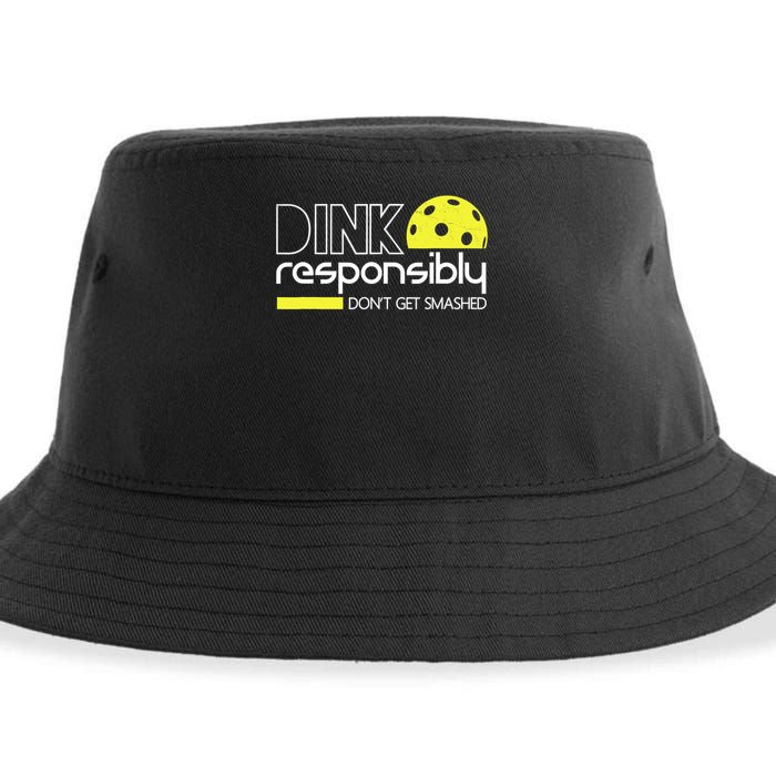 Funny Pickleball Player Dink Responsibly Don't Get Smashed Sustainable Bucket Hat